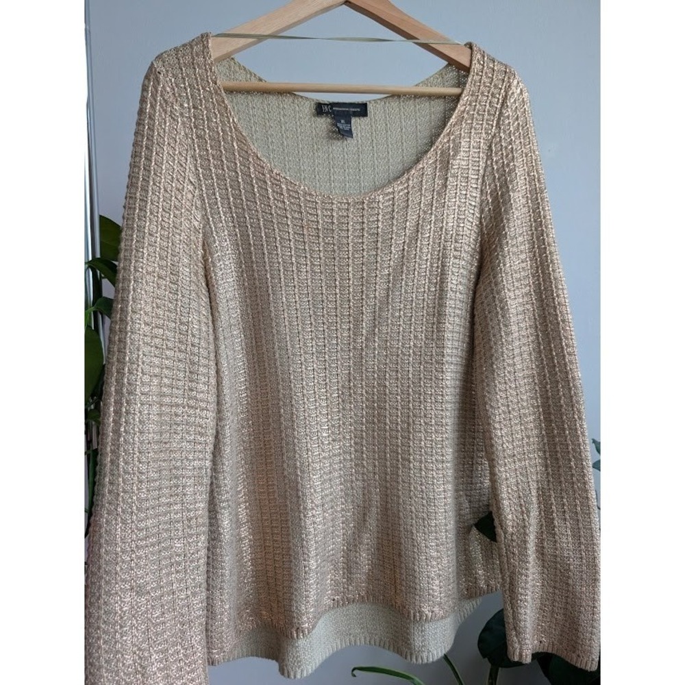 vintage y2k metallic knit top XL long sleeve shirt 100% cotton festival rave
